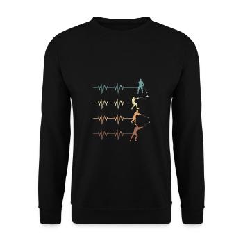 Herzschlag Herzlinie Herzfrequenz Hammer Wurf - Unisex Pullover - Schwarz - Vorne - Alina (178cm) & Michal (187cm)