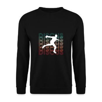 Vintage Retro Discus Werfer Shirt Geschenk - Unisex Pullover - Schwarz - Vorne - Alina (178cm) & Michal (187cm)