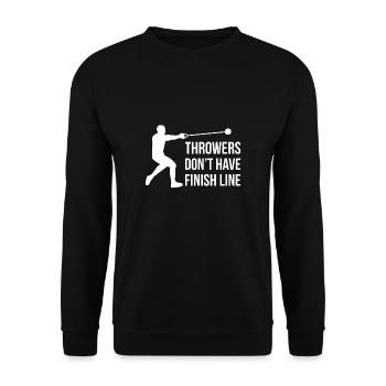 Throwers Don´t Have Finish Lines Geschenk - Unisex Pullover - Schwarz - Vorne - Alina (178cm) & Michal (187cm)