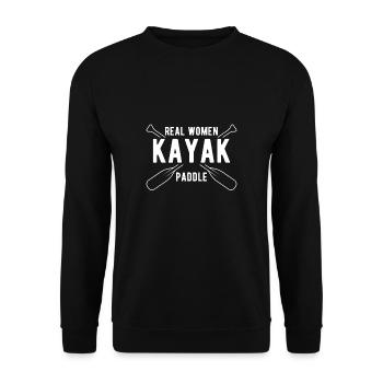 Vraies femmes Kayak Paddle Gift Kayak Shirt - Sweat-shirt Unisexe - noir - Devant - Alina (178cm) & Michal (187cm)