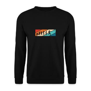 Vintage Retro Evolution Hammerwurf Shirt - Unisex Pullover - Schwarz - Vorne - Alina (178cm) & Michal (187cm)