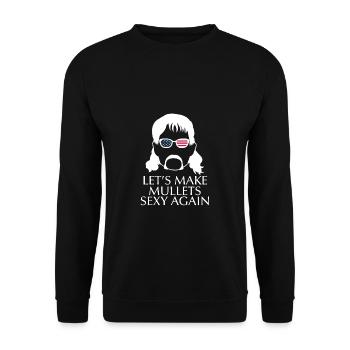 Lets Make Mullets Sexy Again Vokuhila Shirt - Unisex Pullover - Schwarz - Vorne - Alina (178cm) & Michal (187cm)