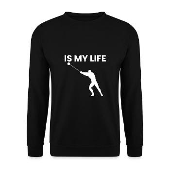 Hammerwurf Is My Life Geschenk - Unisex Pullover - Schwarz - Vorne - Alina (178cm) & Michal (187cm)