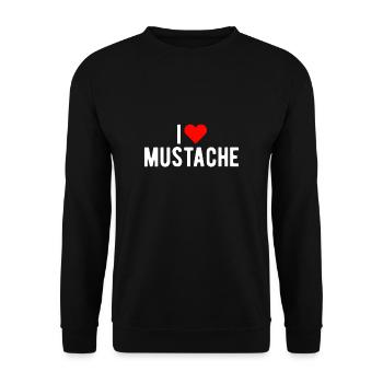 I Love Mustache Geschenk Schnurrbart Shirt - Unisex Pullover - Schwarz - Vorne - Alina (178cm) & Michal (187cm)