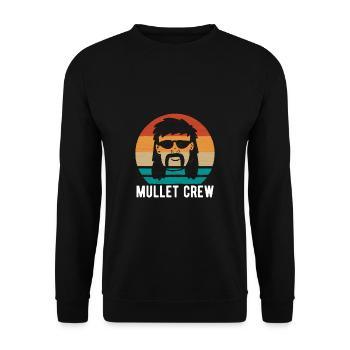 Mullet Crew Vintage Retro Vokuhila Shirt - Unisex Pullover - Schwarz - Vorne - Alina (178cm) & Michal (187cm)