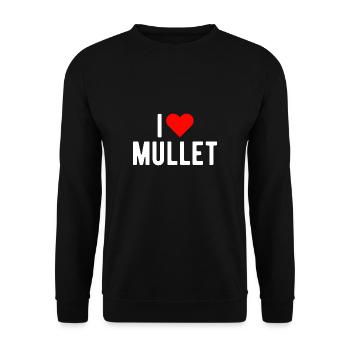 I Love Mullet Shirt Geschenk Vokuhila - Unisex Pullover - Schwarz - Vorne - Alina (178cm) & Michal (187cm)