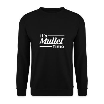It´s Mullet Time Shirt Geschenk Vokuhila - Unisex Pullover - Schwarz - Vorne - Alina (178cm) & Michal (187cm)