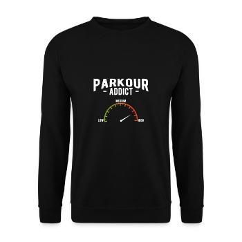 Parkour Addict Geschenk Shirt - Unisex Pullover - Schwarz - Vorne - Alina (178cm) & Michal (187cm)