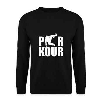 Parkour Shirt Geschenk - Unisex Pullover - Schwarz - Vorne - Alina (178cm) & Michal (187cm)