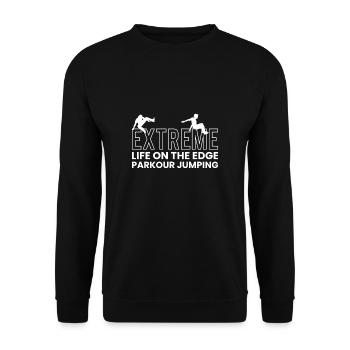 Parkour Spruch Shirt Geschenk - Unisex Pullover - Schwarz - Vorne - Alina (178cm) & Michal (187cm)