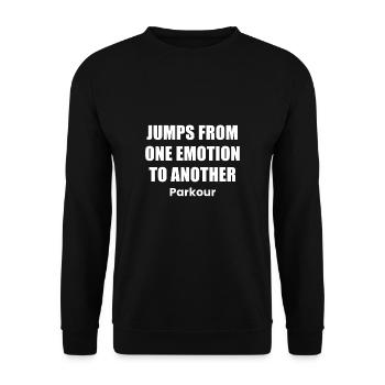Jumps From One Emotion To Another Parkour - Unisex Pullover - Schwarz - Vorne - Alina (178cm) & Michal (187cm)