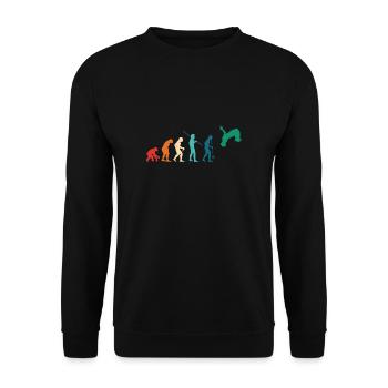 Vintage Retro Evolution Parkour Shirt Geschenk - Unisex Pullover - Schwarz - Vorne - Alina (178cm) & Michal (187cm)