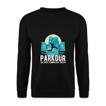 Parkour Stadt Geschenk Shirt - Unisex Pullover - Schwarz - Vorne - Alina (178cm) & Michal (187cm)