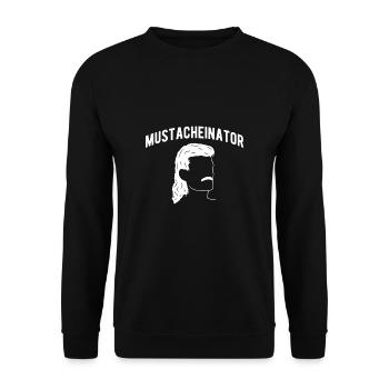 Mustacheinator Geschenk Schnurrbart Shirt - Unisex Pullover - Schwarz - Vorne - Alina (178cm) & Michal (187cm)