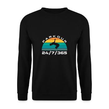 Parkour 24/7/365 Shirt Geschenk - Unisex Pullover - Schwarz - Vorne - Alina (178cm) & Michal (187cm)