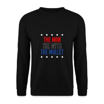 The Man The Myth the Mullet Shirt Vokuhila - Unisex Pullover - Schwarz - Vorne - Alina (178cm) & Michal (187cm)