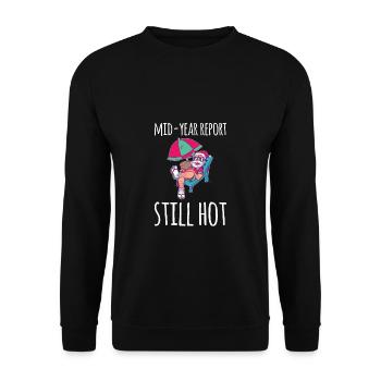 Mid-Year Report Still Hot Weihnachtsmann - Unisex Pullover - Schwarz - Vorne - Alina (178cm) & Michal (187cm)
