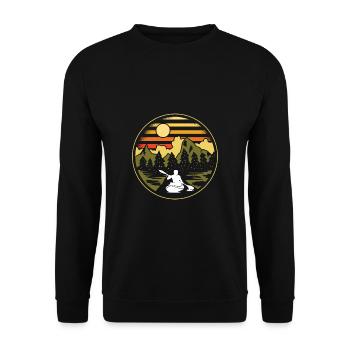 Vintage Retro Kayak Shirt Cadeau Kayak - Sweat-shirt Unisexe - noir - Devant - Alina (178cm) & Michal (187cm)