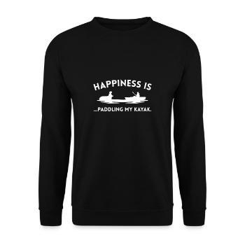 Happiness Is Paddeling My Kayak Shirt Geschenk - Unisex Pullover - Schwarz - Vorne - Alina (178cm) & Michal (187cm)