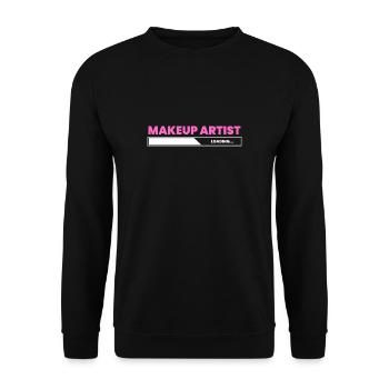 Makeup Artist Loading Ausbildung AZUBI Shirt - Unisex Pullover - Schwarz - Vorne - Alina (178cm) & Michal (187cm)