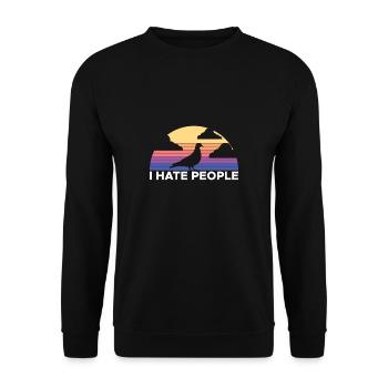 Vintage Retro I Hate People Taube Shirt - Unisex Sweatshirt - black - Front - Alina (178cm) & Michal (187cm)
