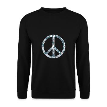Peace Zeichen Taube Shirt Geschenk - Unisex Pullover - Schwarz - Vorne - Alina (178cm) & Michal (187cm)