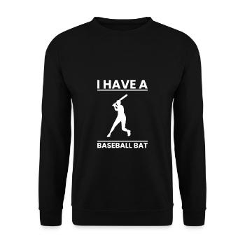 I Have A Baseball Bat Shirt Geschenk - Unisex Pullover - Schwarz - Vorne - Alina (178cm) & Michal (187cm)