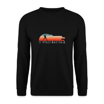 Vintage Retro Baseball Spieler Shirt Geschenk - Unisex Pullover - Schwarz - Vorne - Alina (178cm) & Michal (187cm)