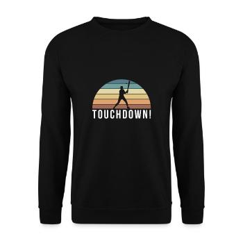 Touchdown! Baseball Shirt Geschenk - Unisex Pullover - Schwarz - Vorne - Alina (178cm) & Michal (187cm)