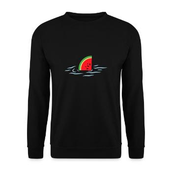 Wassermelone Shirt Geschenk Haifischflosse - Unisex Pullover - Schwarz - Vorne - Alina (178cm) & Michal (187cm)