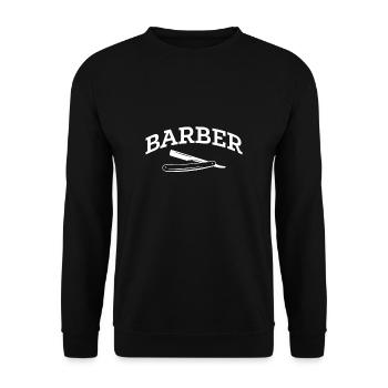 Baber Shirt Geschenk Bart Friseur - Unisex Pullover - Schwarz - Vorne - Alina (178cm) & Michal (187cm)