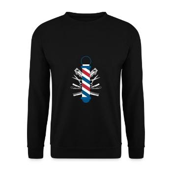 Barber Shirt Geschenk - Unisex Pullover - Schwarz - Vorne - Alina (178cm) & Michal (187cm)