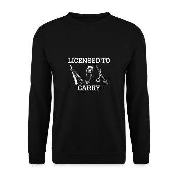 Licensed To Carry Shirt Geschenk Barber - Unisex Pullover - Schwarz - Vorne - Alina (178cm) & Michal (187cm)