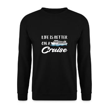 La vie est meilleure sur une chemise de croisière Kreuzfahrt - Sweat-shirt Unisexe - noir - Devant - Alina (178cm) & Michal (187cm)