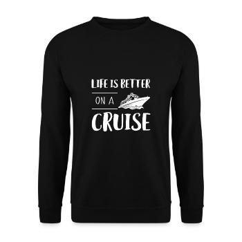 La vie est meilleure sur une chemise de croisière Kreuzfahrt - Sweat-shirt Unisexe - noir - Devant - Alina (178cm) & Michal (187cm)