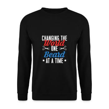 Changing The World One Beard At A Time - Unisex Sweatshirt - black - Front - Alina (178cm) & Michal (187cm)