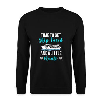 Il est temps de se faire face au navire et un peu nauti - Sweat-shirt Unisexe - noir - Devant - Alina (178cm) & Michal (187cm)