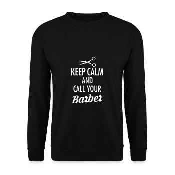 Restez calme et appelez votre chemise de barbier - Sweat-shirt Unisexe - noir - Devant - Alina (178cm) & Michal (187cm)