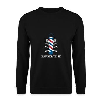 Barber Time Shirt Geschenk - Unisex Pullover - Schwarz - Vorne - Alina (178cm) & Michal (187cm)