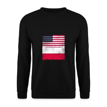 USA Flag Pologne Flag Gift Shirt - Sweat-shirt Unisexe - noir - Devant - Alina (178cm) & Michal (187cm)