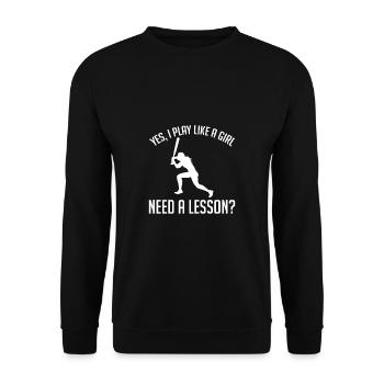 Yes, I Play Like A Girl Need A Lesson ? - Unisex Pullover - Schwarz - Vorne - Alina (178cm) & Michal (187cm)
