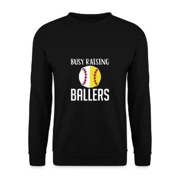Busy Rasing Ballers Softball Baseball Shirt - Unisex Pullover - Schwarz - Vorne - Alina (178cm) & Michal (187cm)