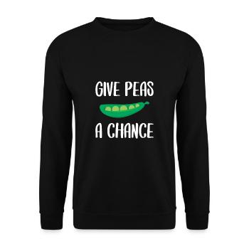 Give Peas A Chance Shirt Geschenk - Unisex Pullover - Schwarz - Vorne - Alina (178cm) & Michal (187cm)