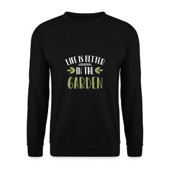 La vie est meilleure dans le jardinier en chemise de jardin - Sweat-shirt Unisexe - noir - Devant - Alina (178cm) & Michal (187cm)