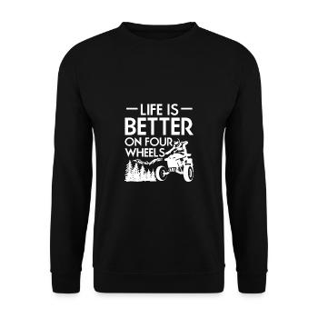 La vie est meilleure sur quatre roues Quad Rider Shirt - Sweat-shirt Unisexe - noir - Devant - Alina (178cm) & Michal (187cm)