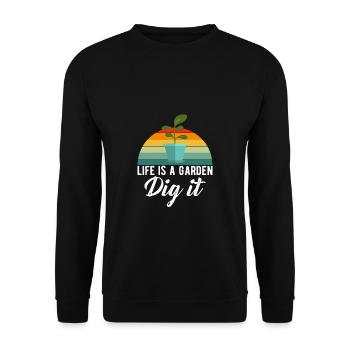 La vie est un jardin Dig It Vintage Retro Gardener - Sweat-shirt Unisexe - noir - Devant - Alina (178cm) & Michal (187cm)