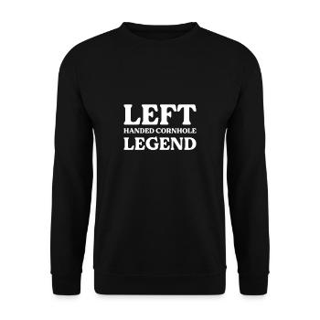 Left Handed Cornhole Legend Shirt Geschenk - Unisex Pullover - Schwarz - Vorne - Alina (178cm) & Michal (187cm)
