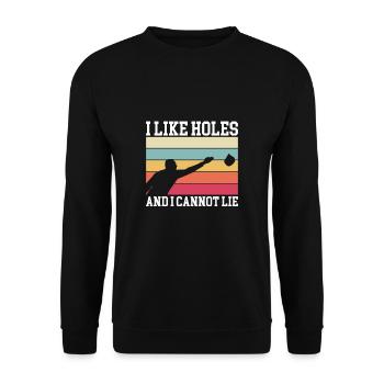 J’aime les trous et je ne peux pas mentir en chemise cornhole - Sweat-shirt Unisexe - noir - Devant - Alina (178cm) & Michal (187cm)