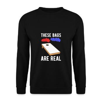 These Bags Are Real Cornhole Shirt Geschenk - Unisex Pullover - Schwarz - Vorne - Alina (178cm) & Michal (187cm)