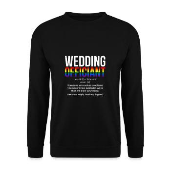 Wedding Officiant LGBT Shirt Geschenk Definition - Unisex Pullover - Schwarz - Vorne - Alina (178cm) & Michal (187cm)